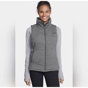 The North Face Women XL Pseudio Full Zip Quilted Gilet Gray Heather Puffer Vest